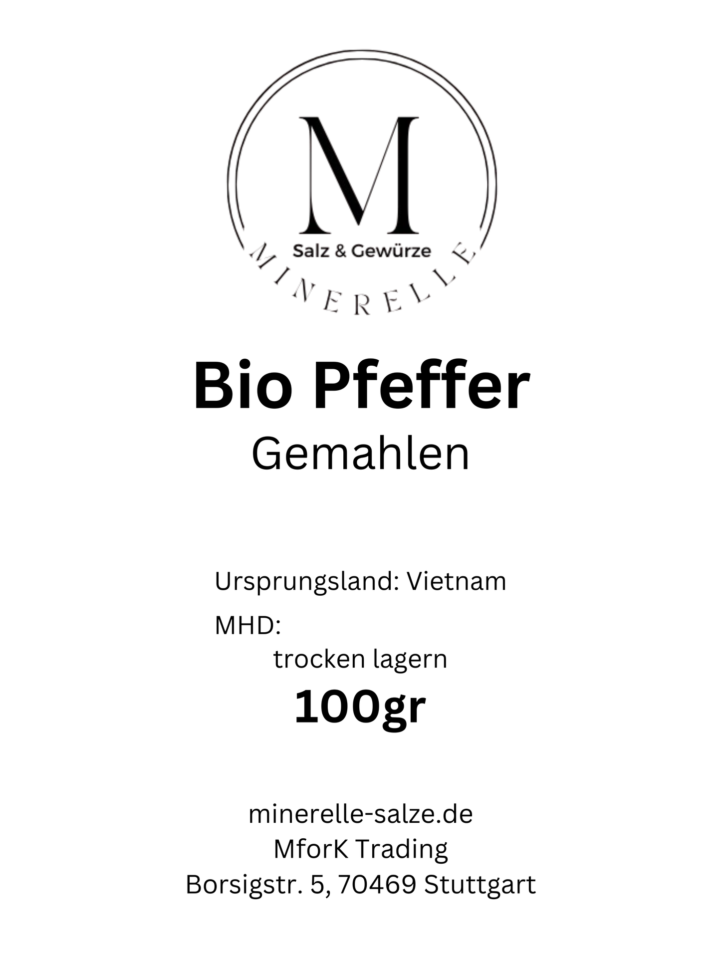 Bio Pfeffer, gemahlen - Minerelle
