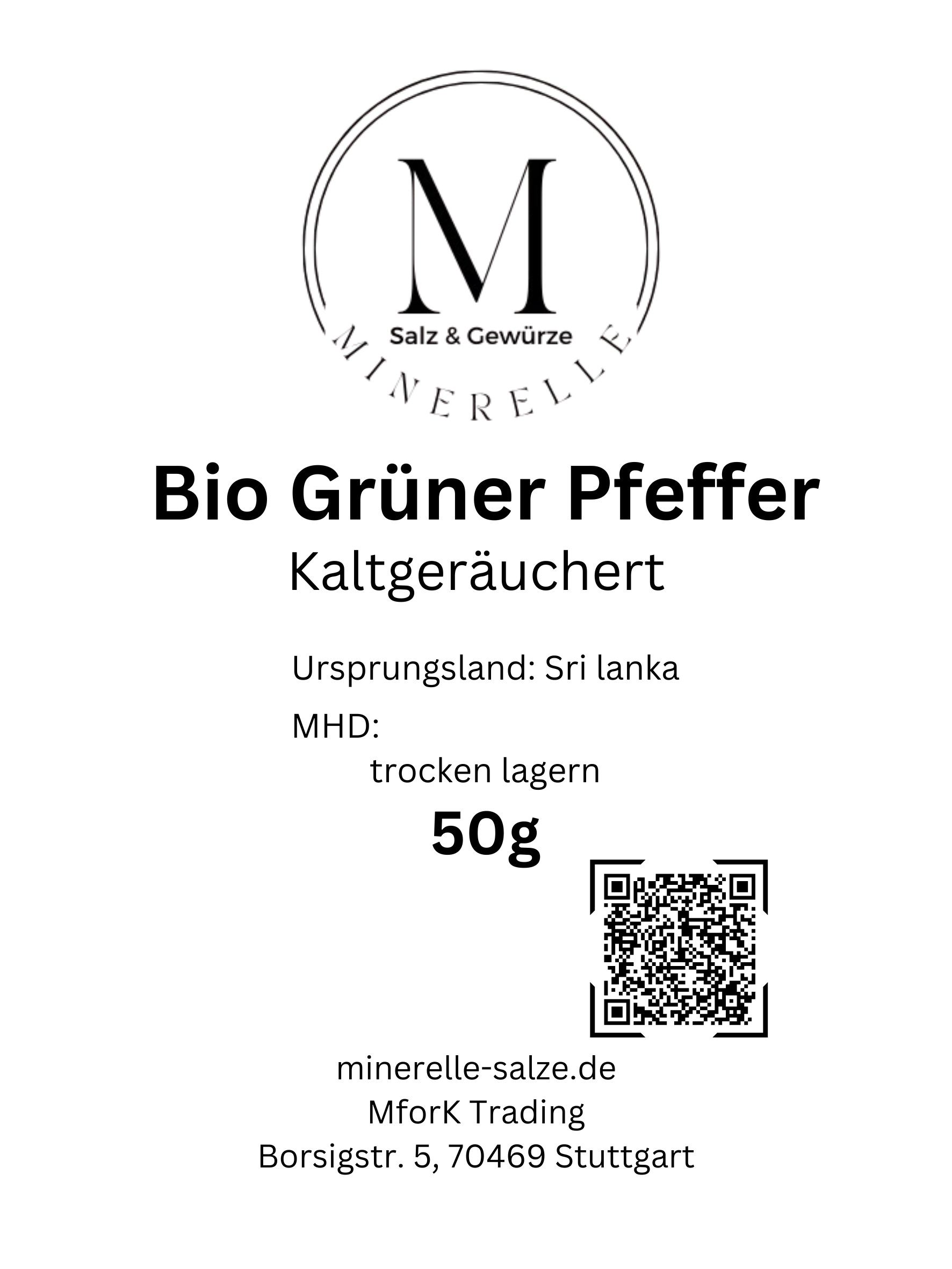 Bio Grüner Pfeffer kaltgeräuchert