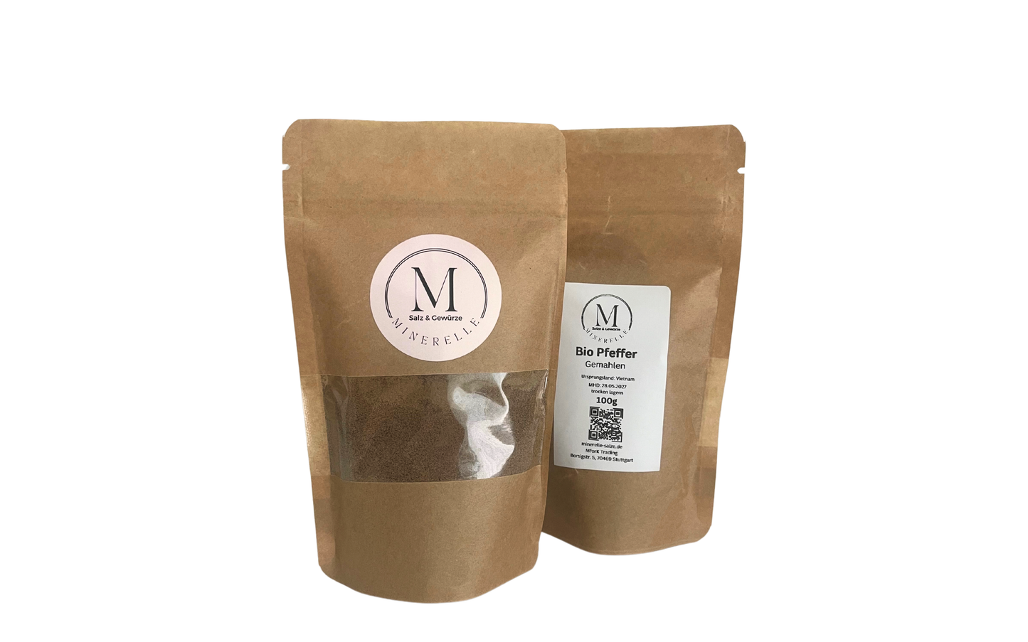 Bio Pfeffer gemahlen im wiederverschliessbarem standbeutel 