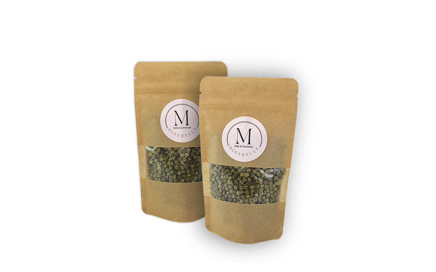 Grüner Pfeffer ganz im wiederverschliessbarem standbeutel