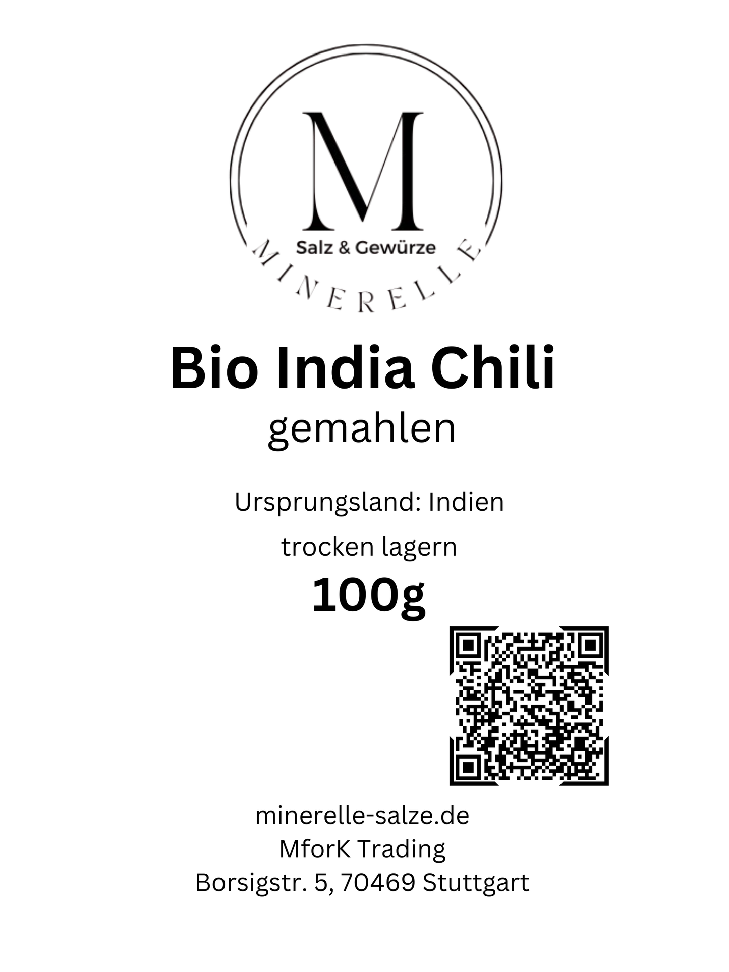 Bio India Chili, gemahlen, rot, mittlere Schärfe - Minerelle