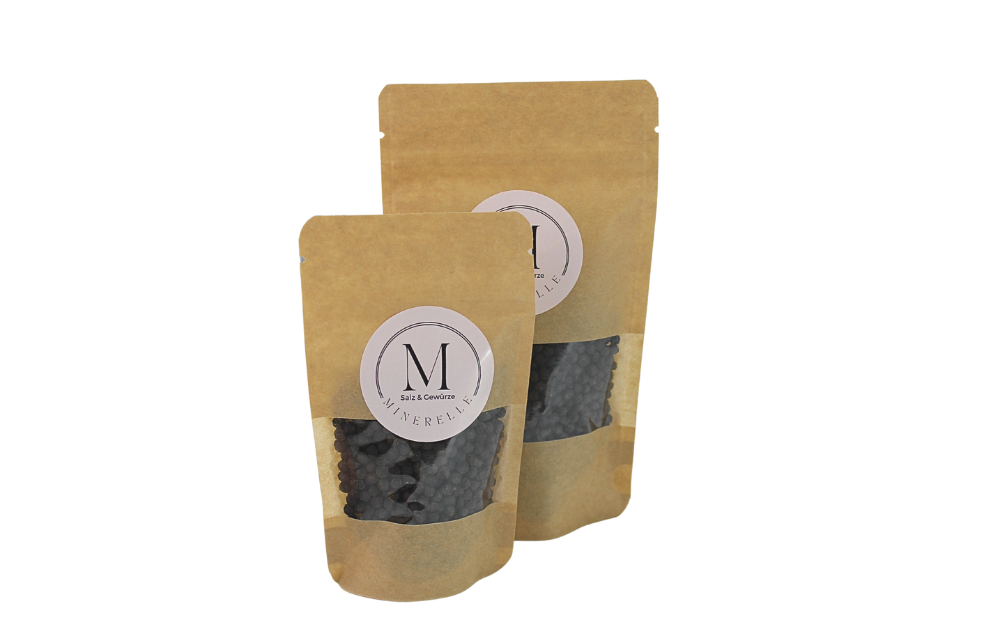 schwarzer kampot im wiederverschlissbarem standbeutel